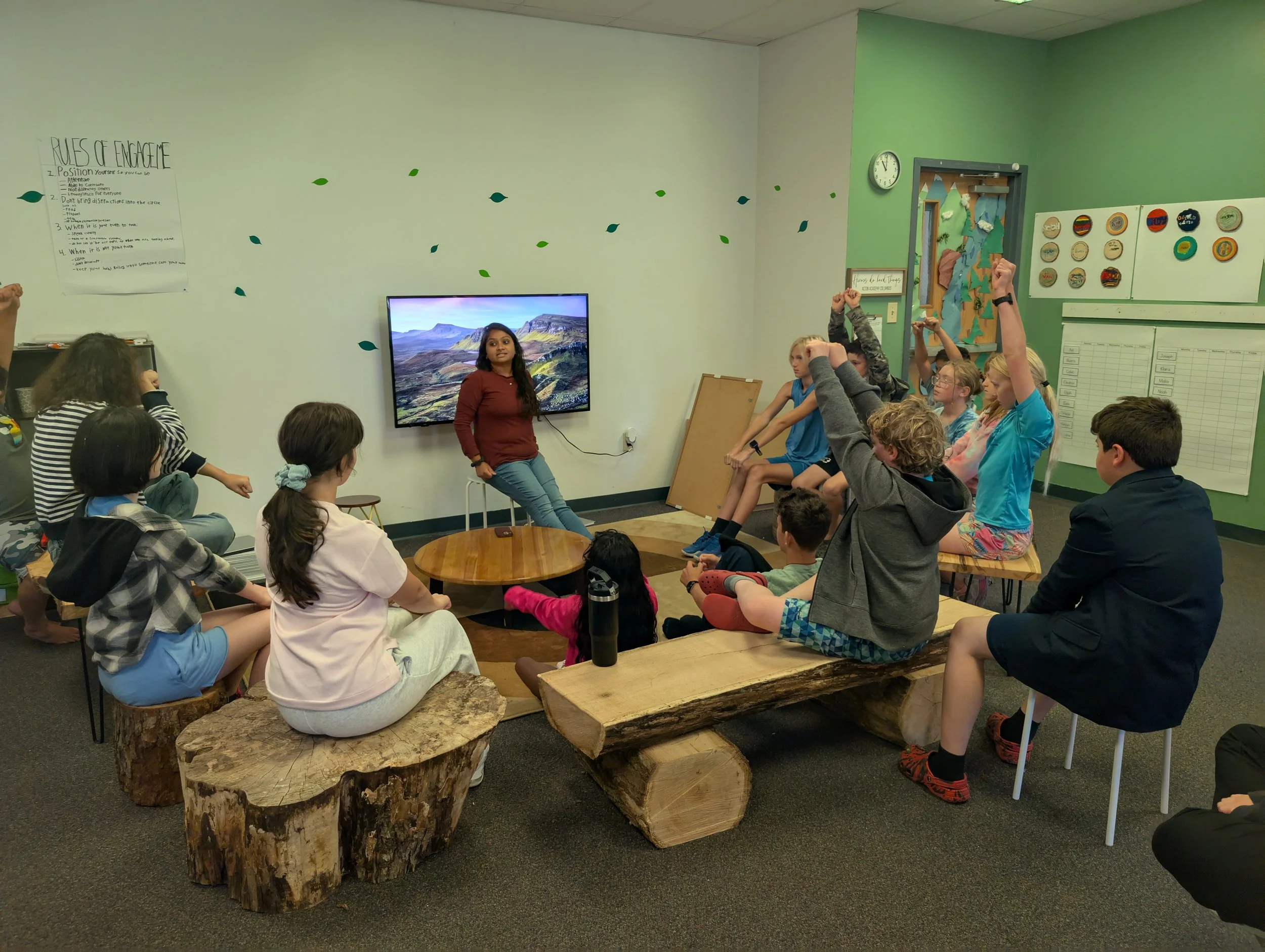 Microschool learners engaged in a socratic discussion