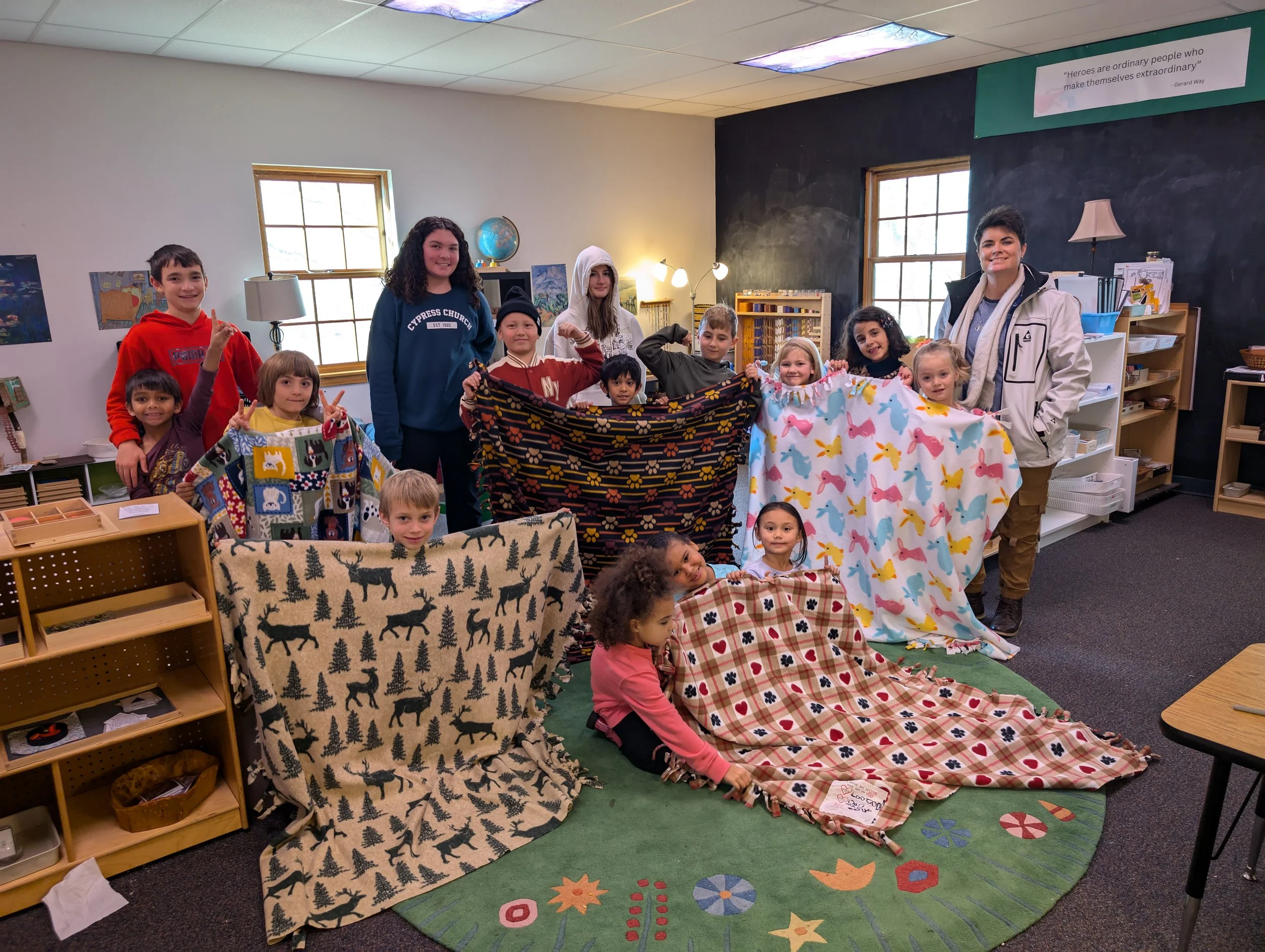 Community service project with My Very Own Blanket at Acton Academy Columbus