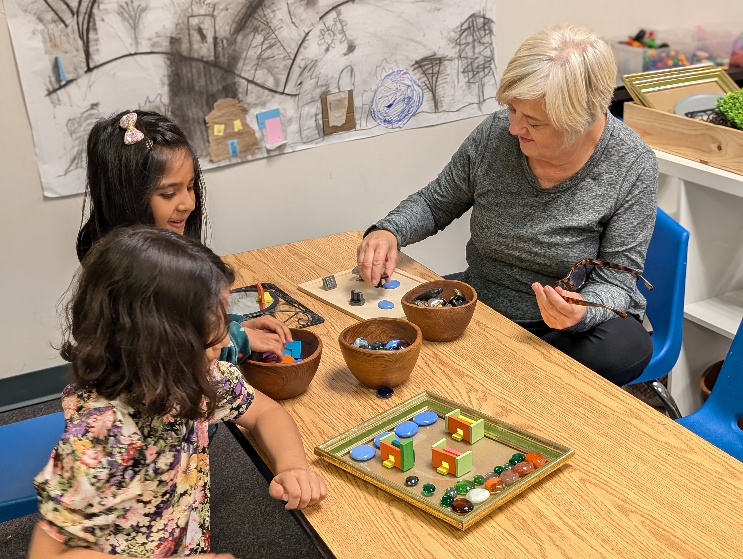 Learners using loose parts materials