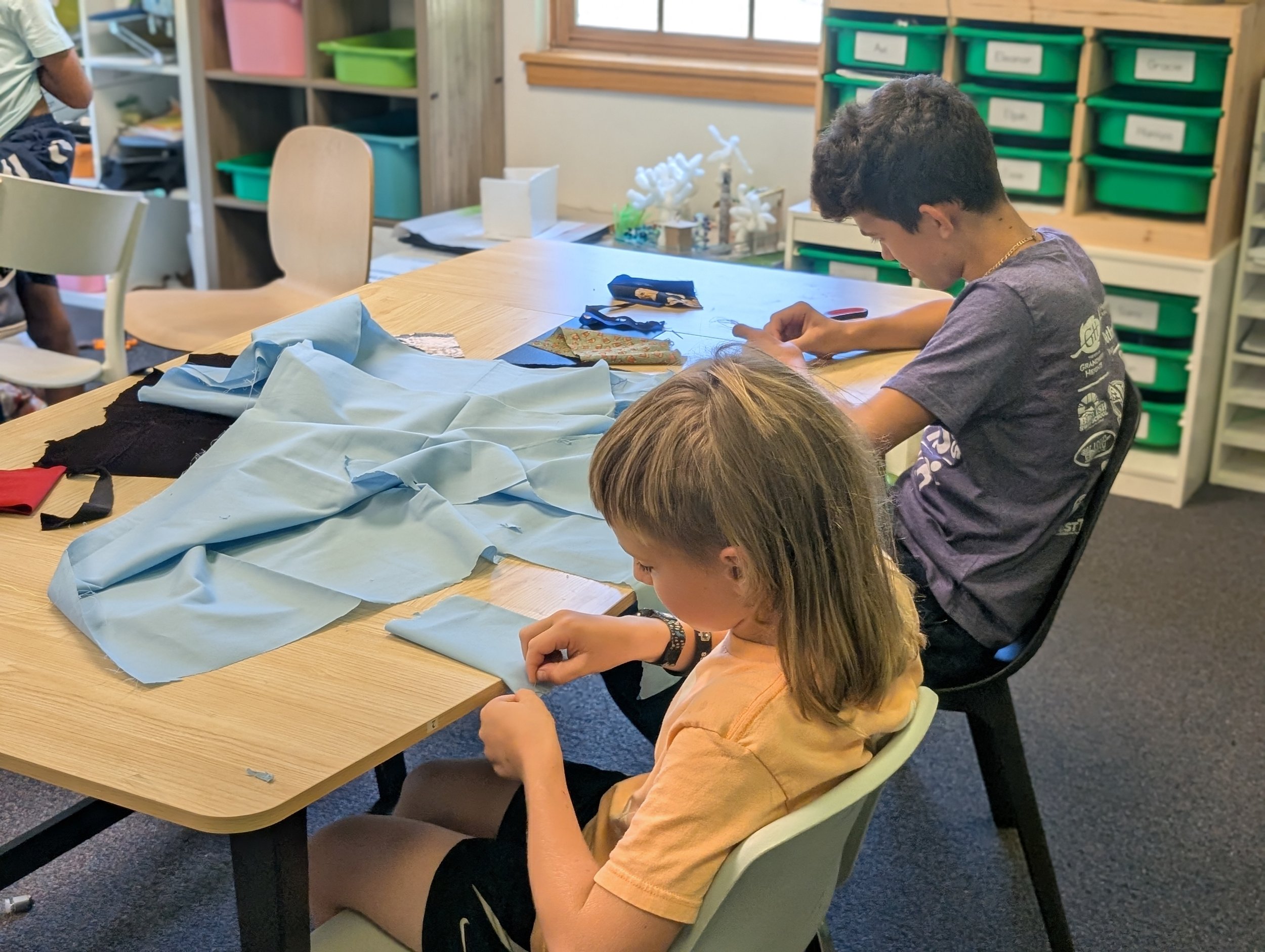Sewing at Acton Academy (microschool in Dublin, OH)