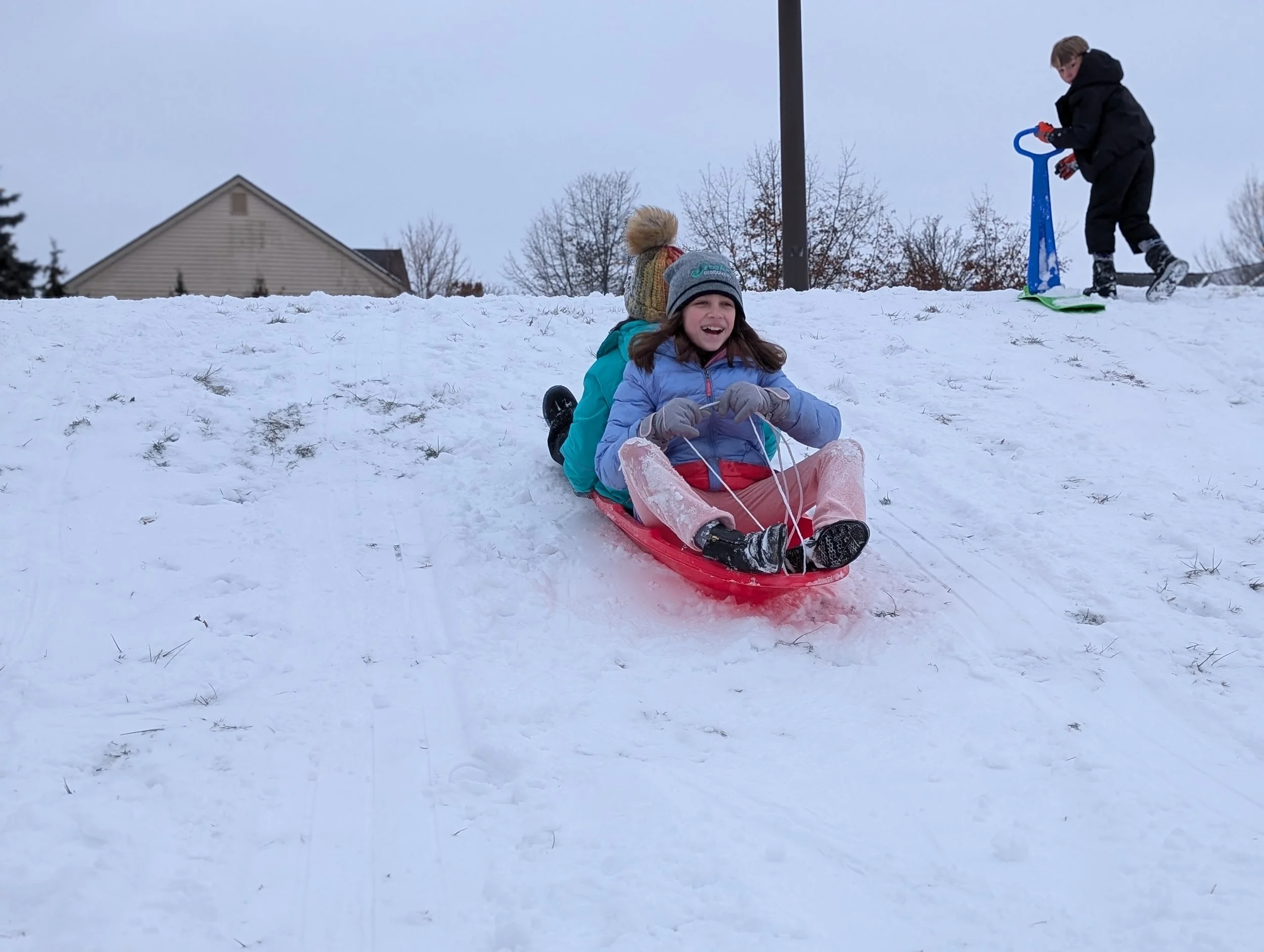 Sledding and joyful learning at Acton Academy Columbus (Independent microschool in Dublin, OH)