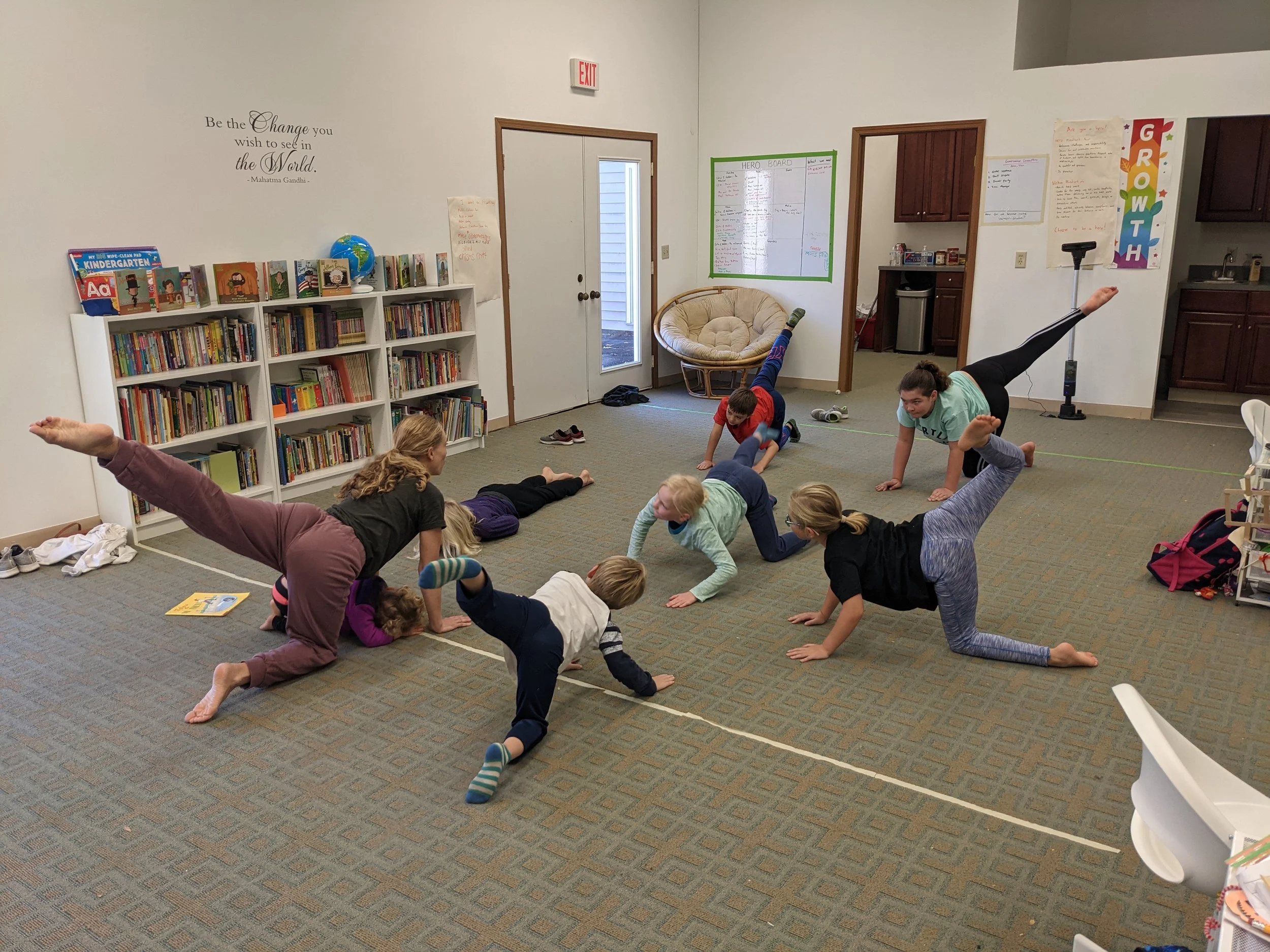 Students at Private School working on Yoga