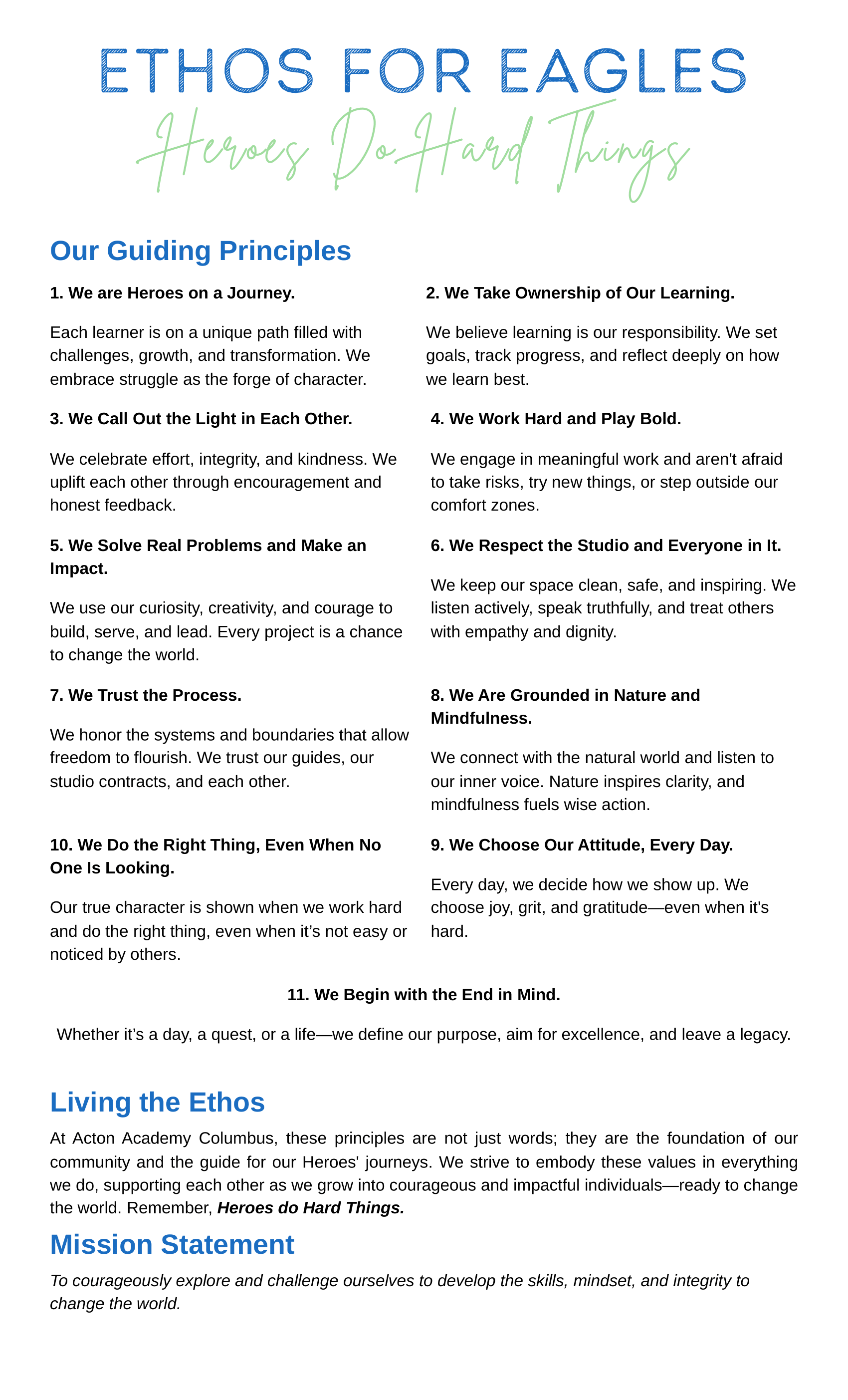 Ethos for Eagles