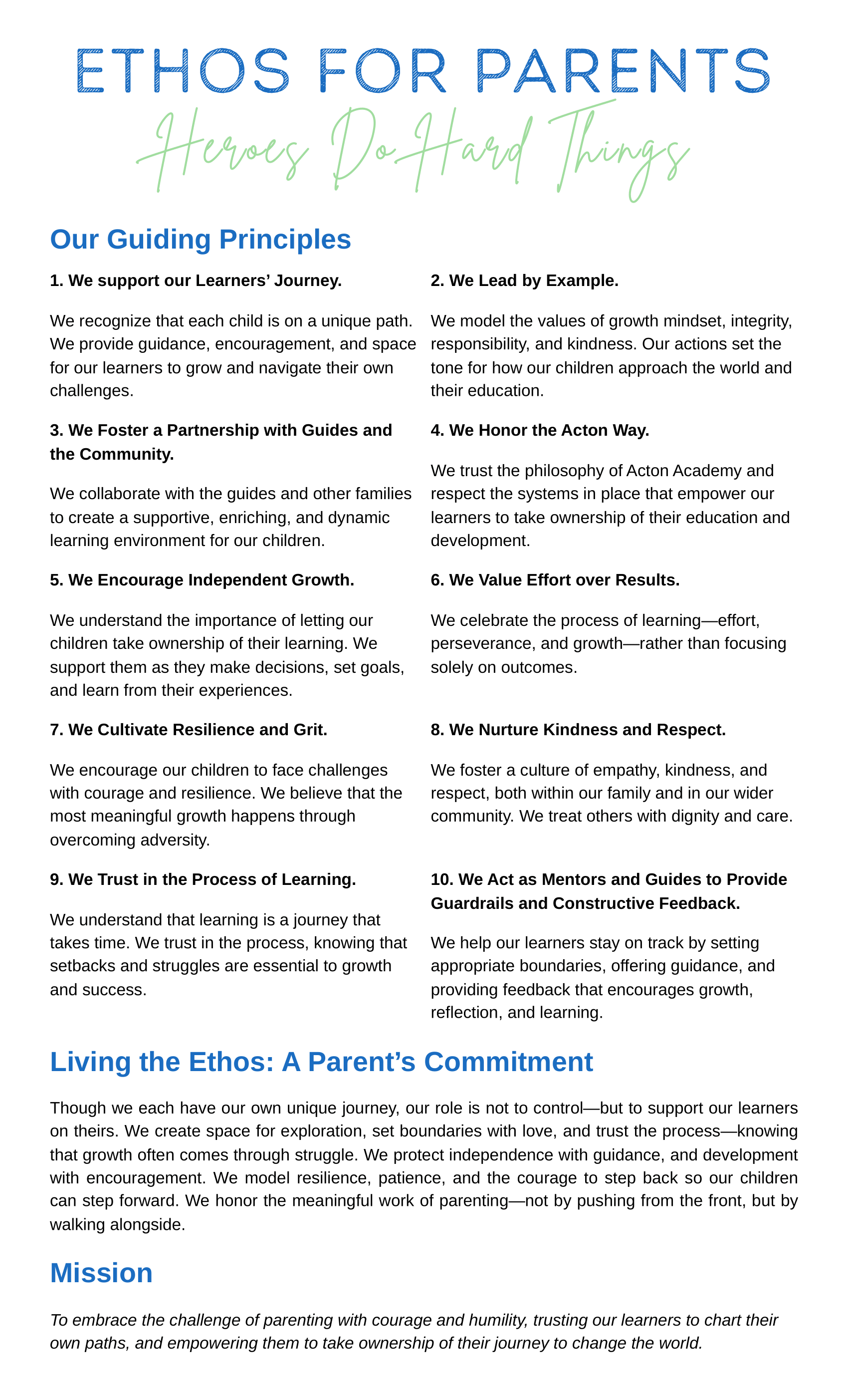 Ethos for Parents